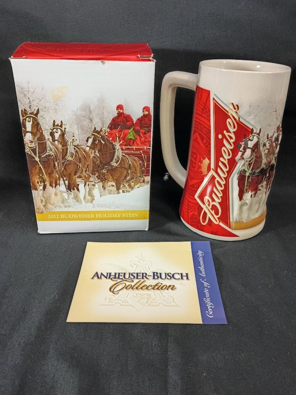 2012 Budweiser Winter Wonderland Clydesdale Holiday Stein Box COA